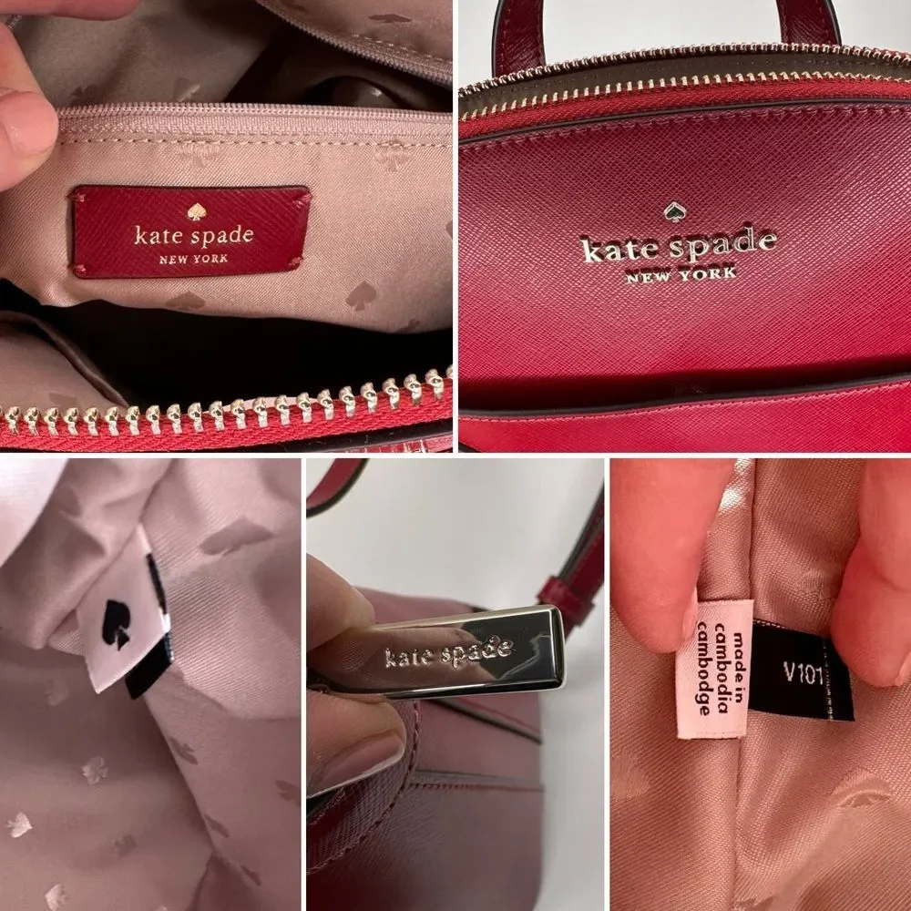 Kate Spade Staci Dome Backpack Red Currant Saffiano Leather Designer Bag NWT - Picture 7 of 11